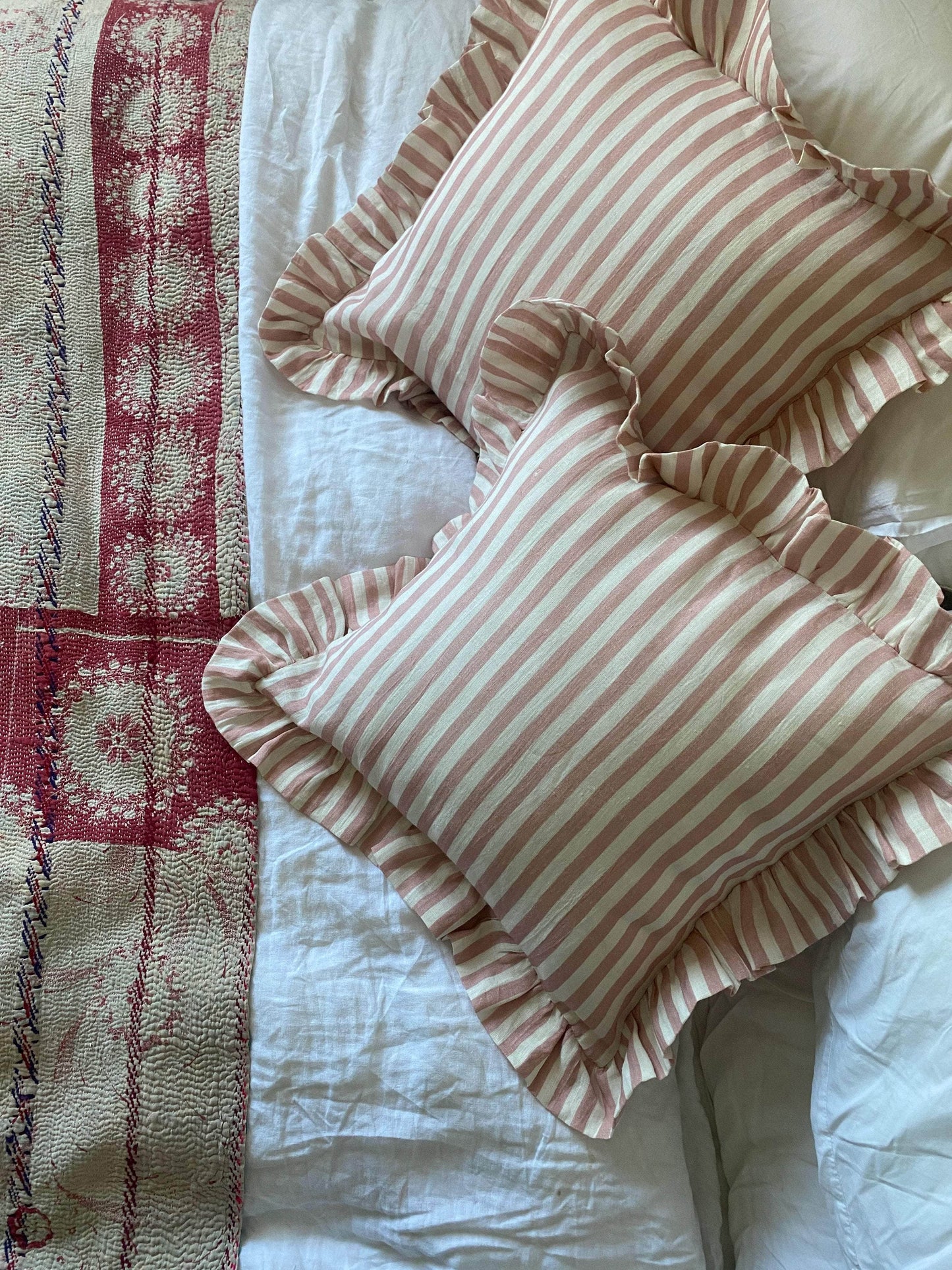 Blush Candy Stripe Cushion Cover