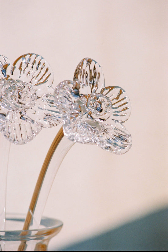 Mouthblown Crystal Flower - Large Transparent