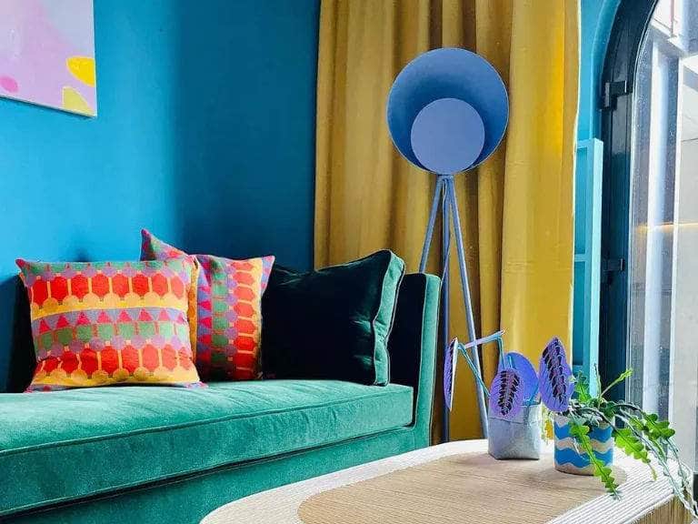 Pool blue diffuser floor lamp