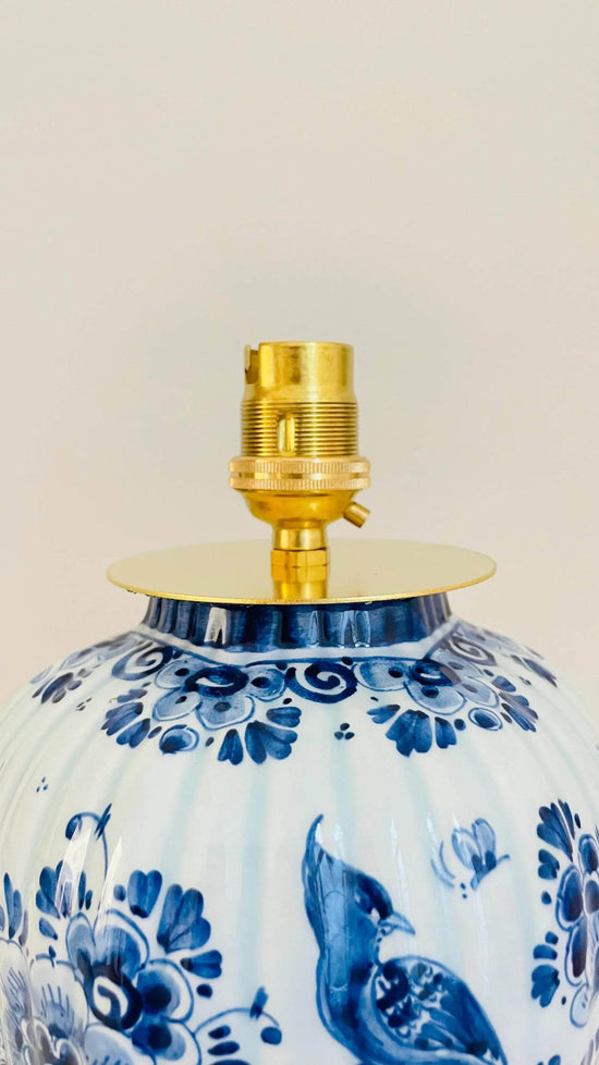 Antique Mini Delft Lamp 'The Swan'