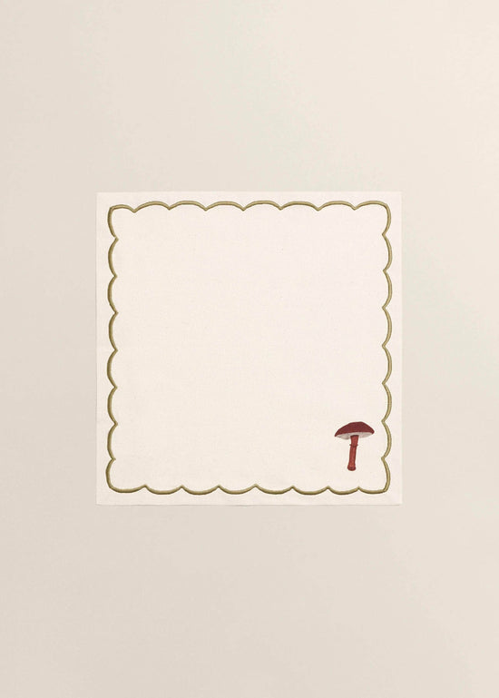 Beige Linen Mushroom Napkins ( Set of 4 )