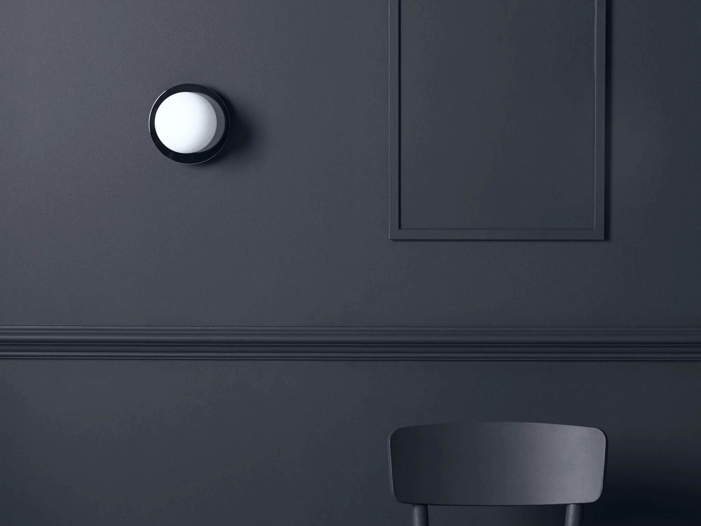 Charcoal grey opal disk wall light