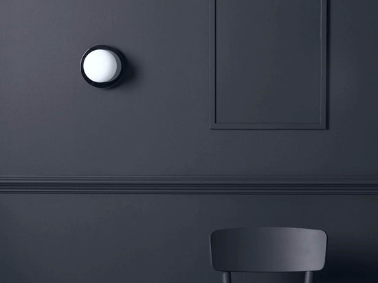 Charcoal grey opal disk wall light
