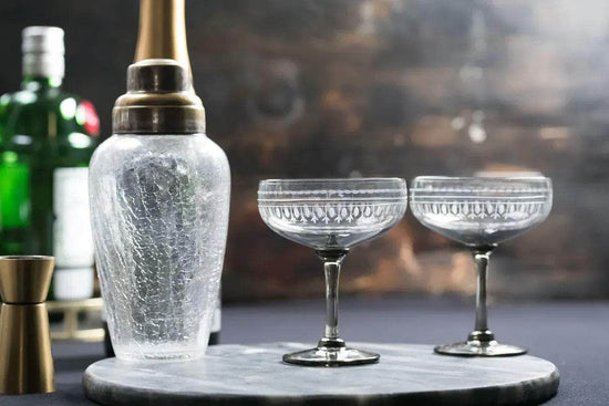 Load image into Gallery viewer, Smoky Crystal Cocktail Glasses with ovals design
