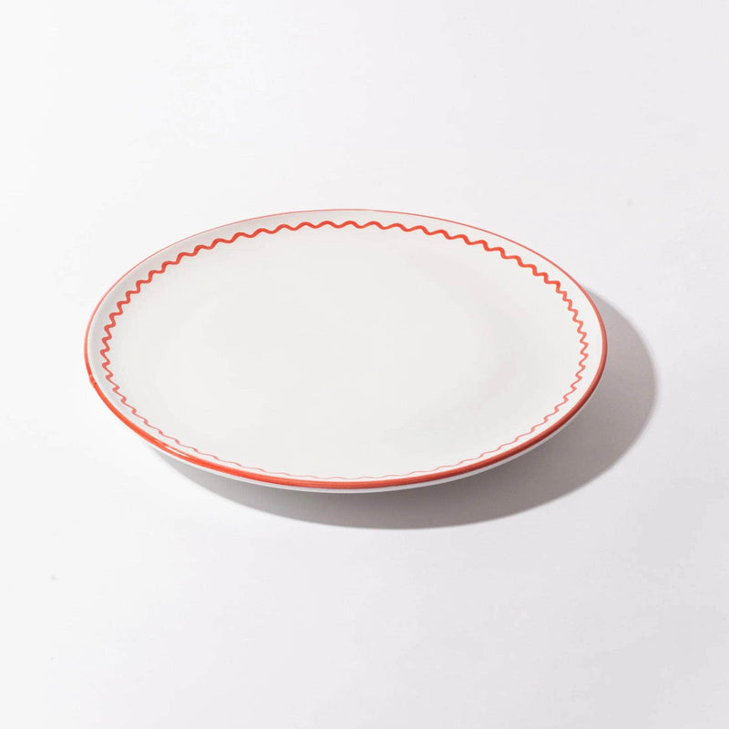 Dinner Plate - Lobster Red Zigzag