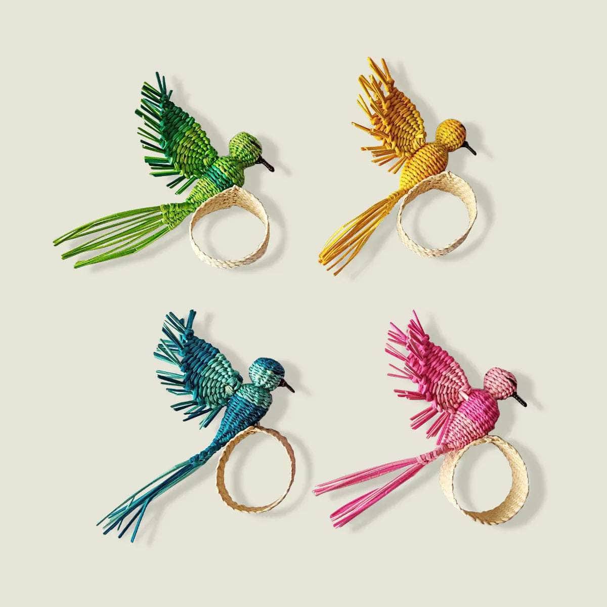 Palmito Multi-Coloured Hummingbird Napkin Rings (Set of 4)