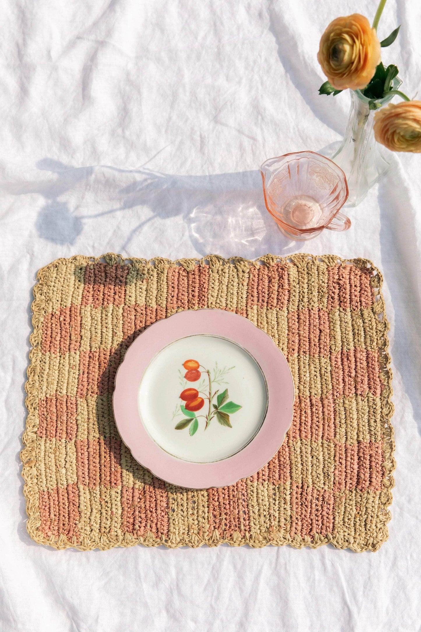 Pink Checkered Rectangular Placemat