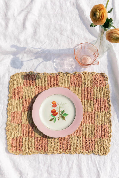 Pink Checkered Rectangular Placemat