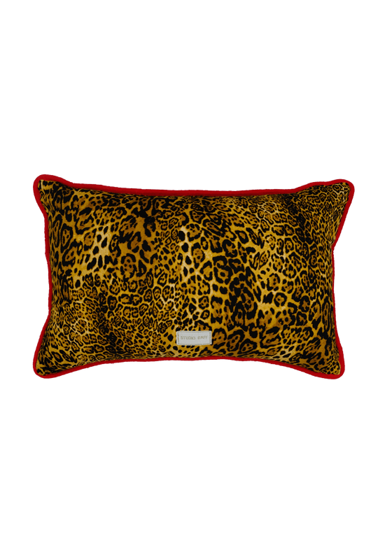 Feline Fine Leopard Print Ruffle Detail Cushion | Rectangle