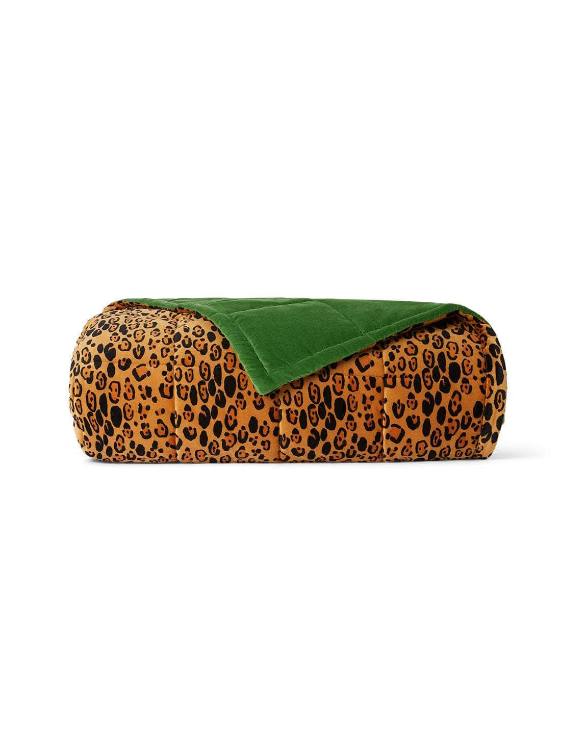 Child's Large Leopard Print/Green Reversible Bedspread