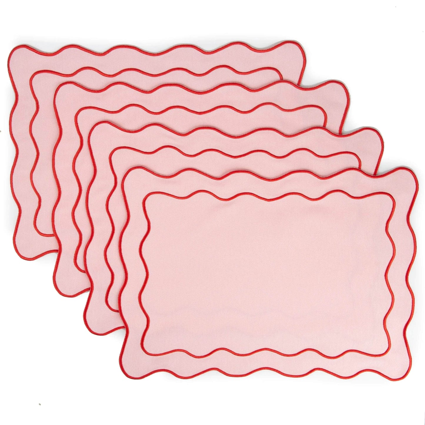 Embroidered Wave Placemat Pink