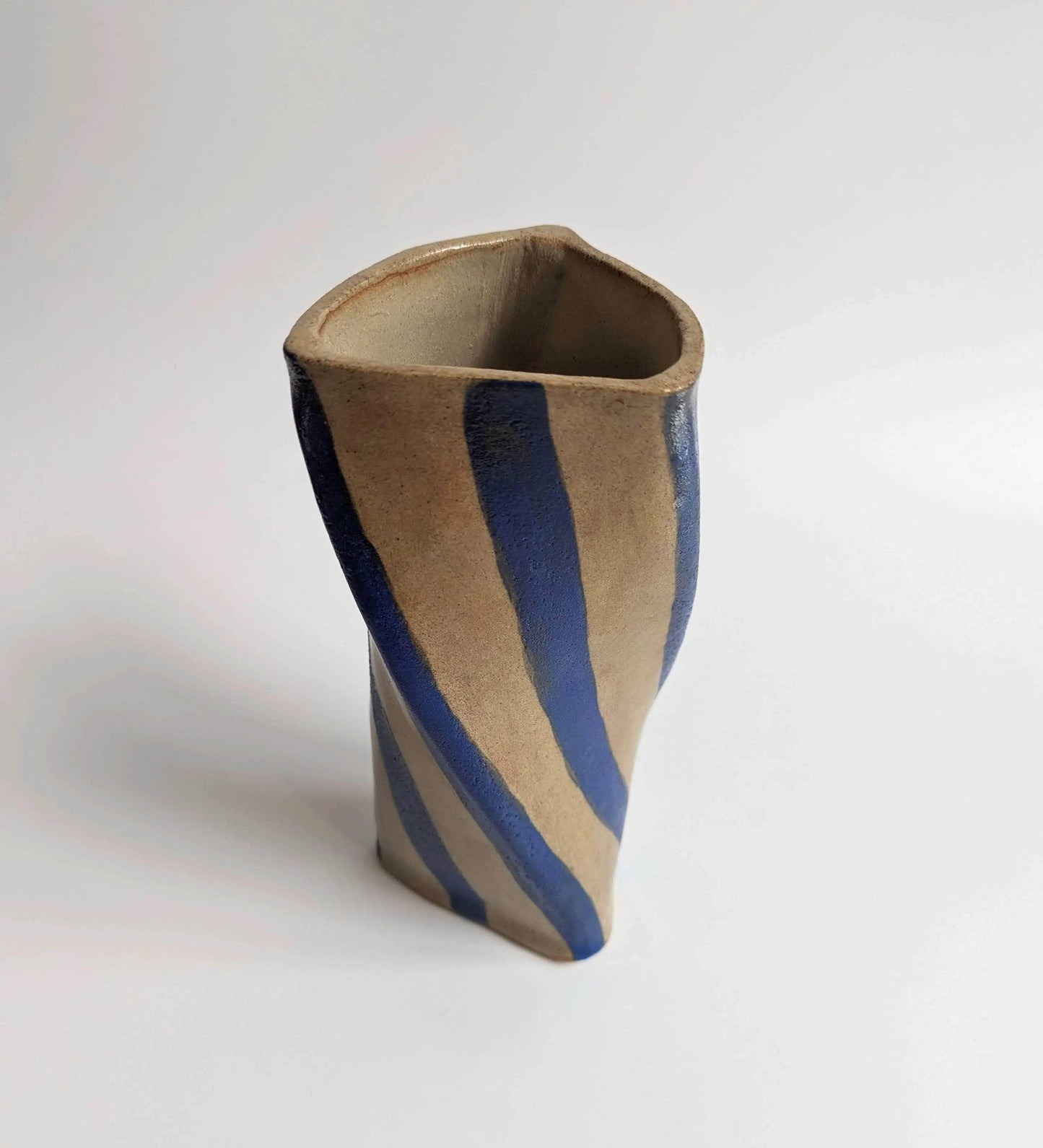 Blue Stripe Twist Vase