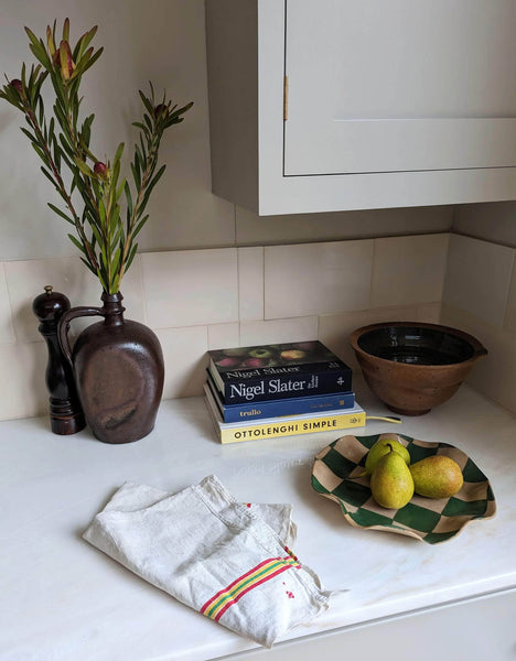 Green Check Wavy Serving Platter
