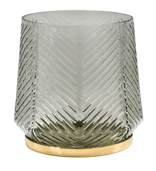 Elm Embossed Candle Holder Clear Grey
