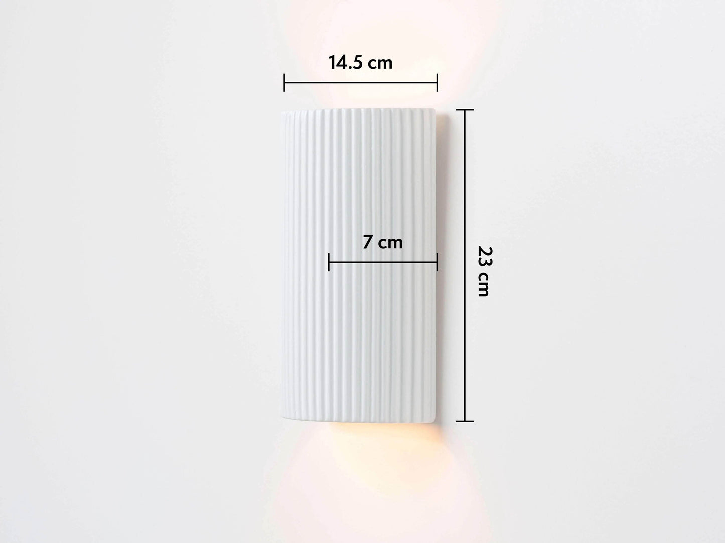 White ribbed ceramic pillar wall light