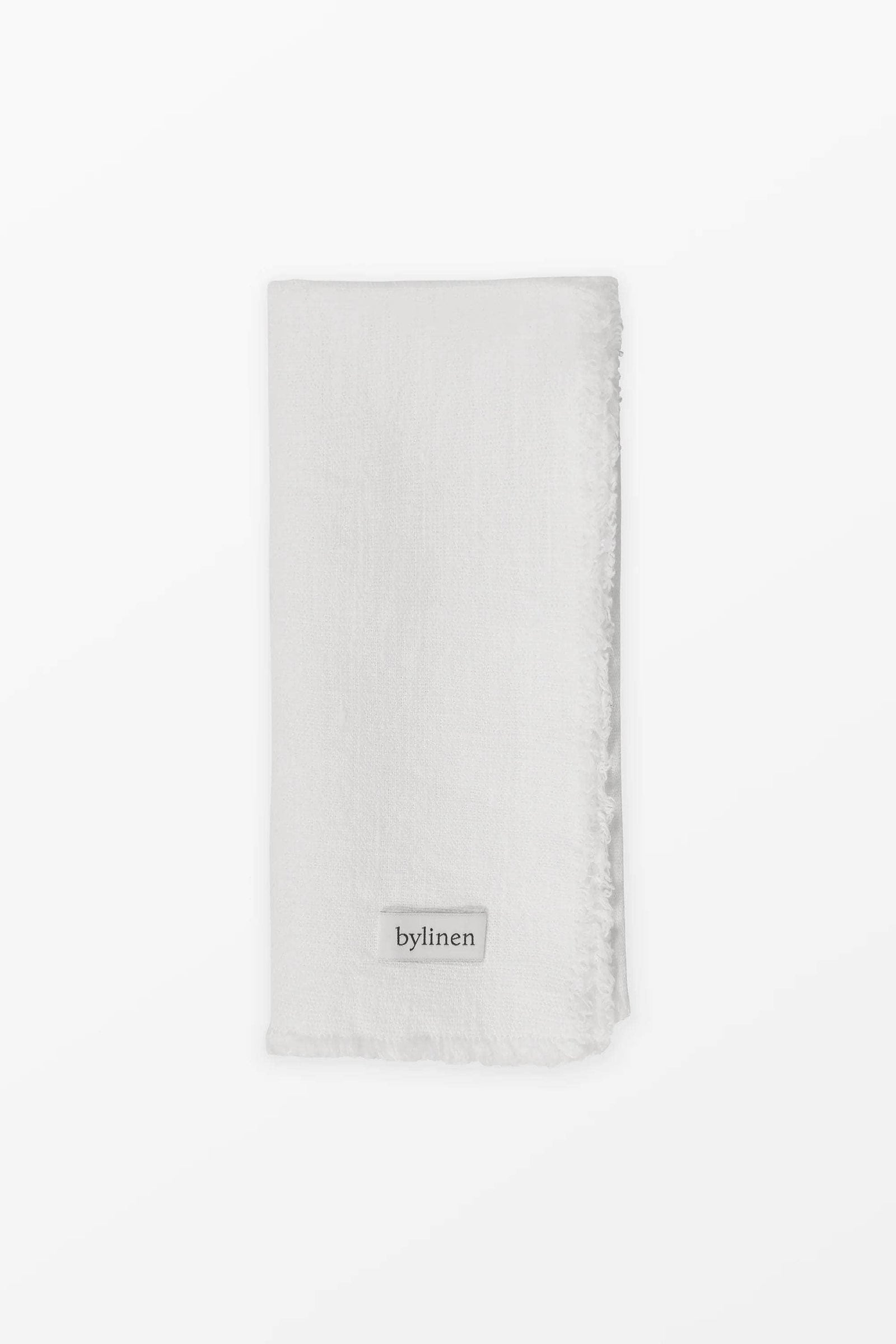 White Fringed Linen Napkin