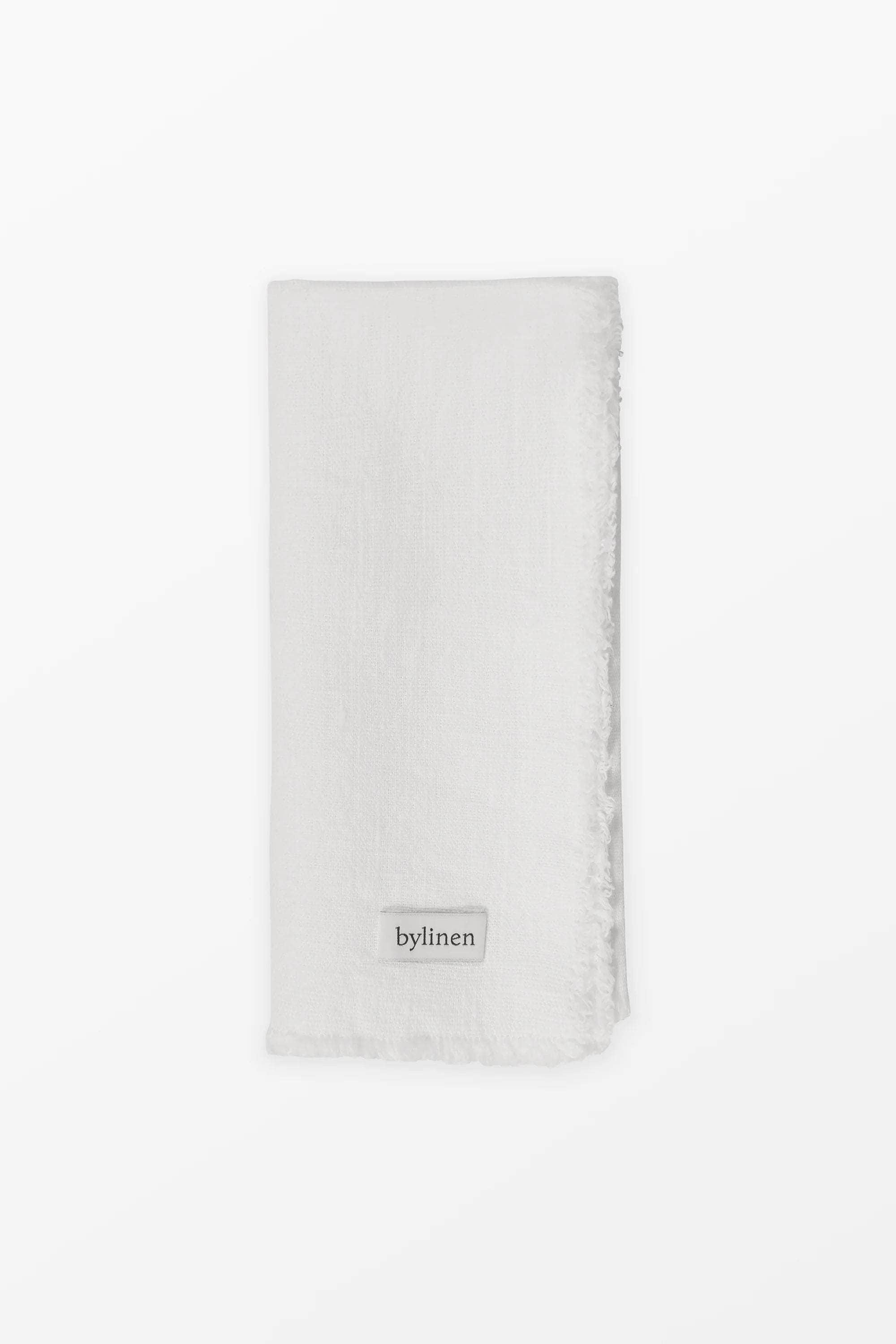 White Fringed Linen Napkin