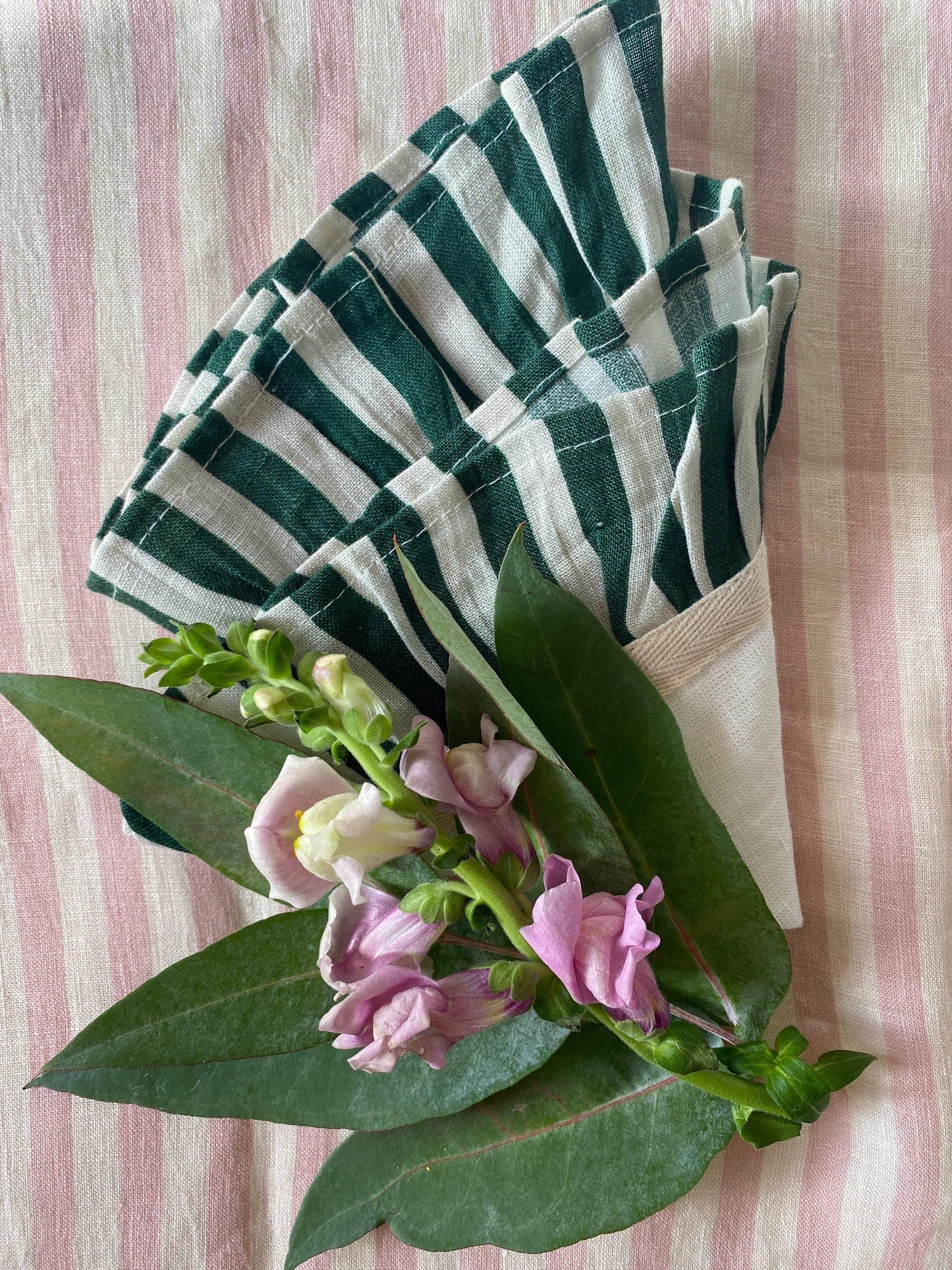 Emerald Candy Stripe - Set of Two Napkins