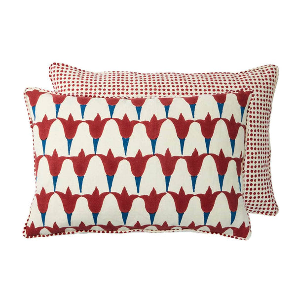 Piped Tulip Iron Indigo Cushion