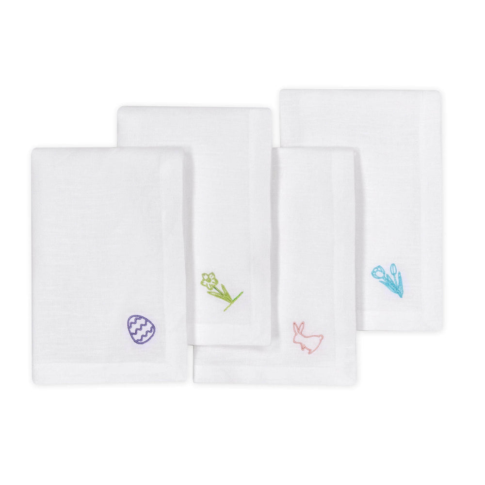 Embroidered Easter Napkins, Set of Four
