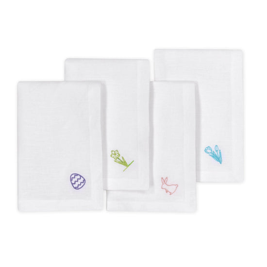 Embroidered Easter Napkins, Set of Four