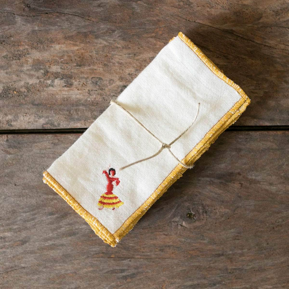 Spain Themed Linen Cocktail Napkins | Set of 8