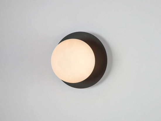 Charcoal grey opal disk wall light