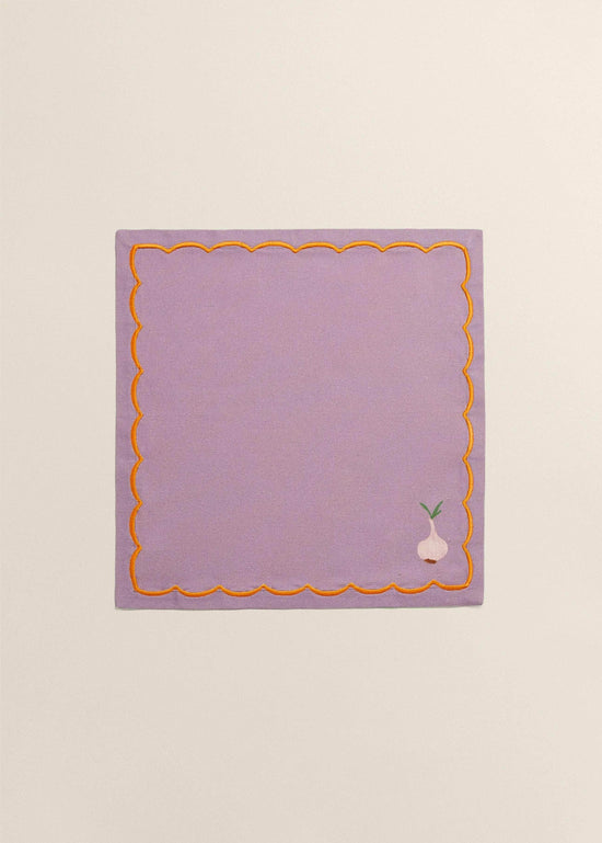 Purple and Orange Linen Veggies Napkins (Set of 4)