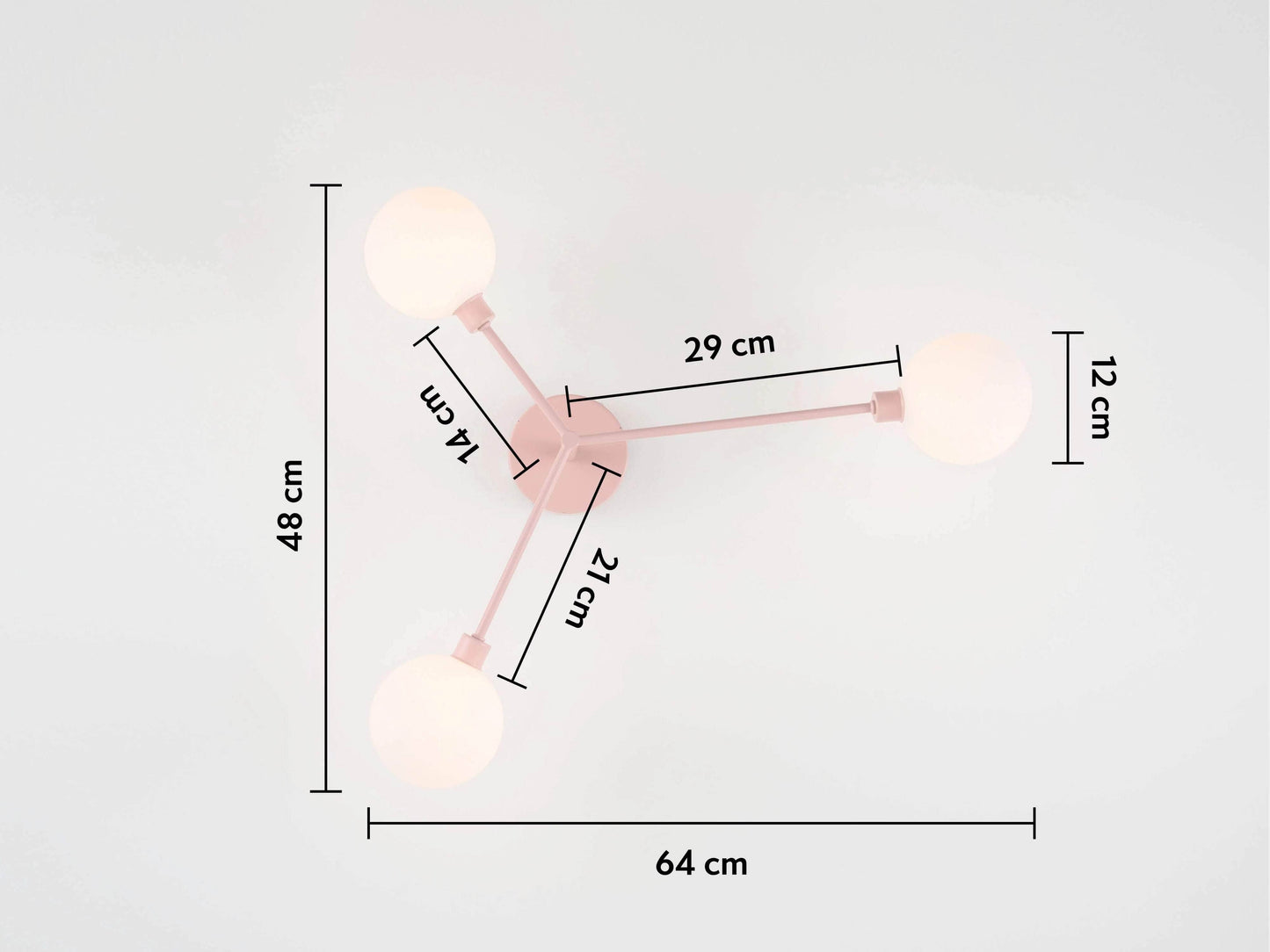 Pink 3 light flush ceiling light