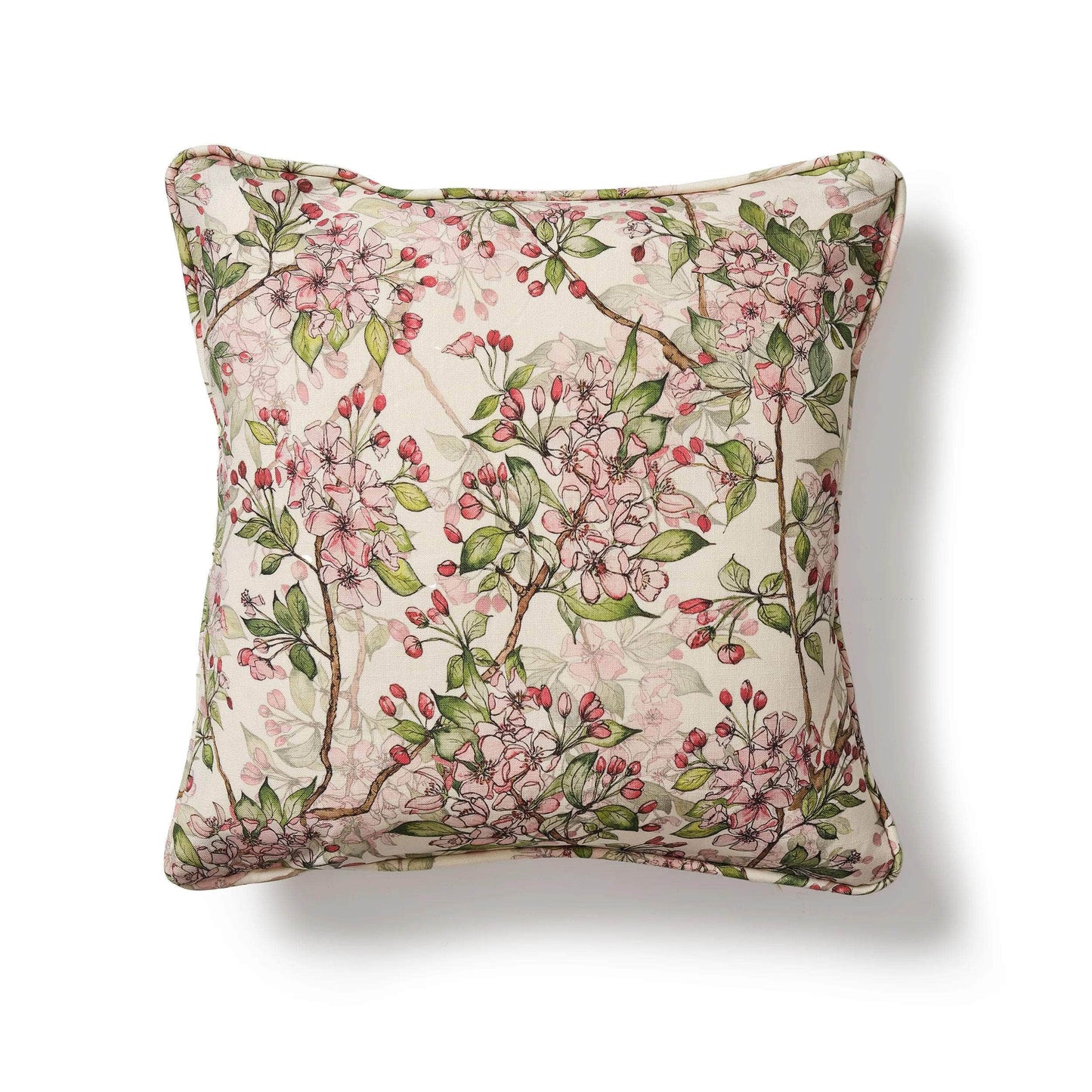 Square Cherry Blossom Cushion with Piping