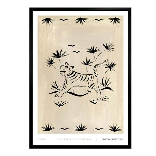 A3 - 'Tiger 02' Grey Print