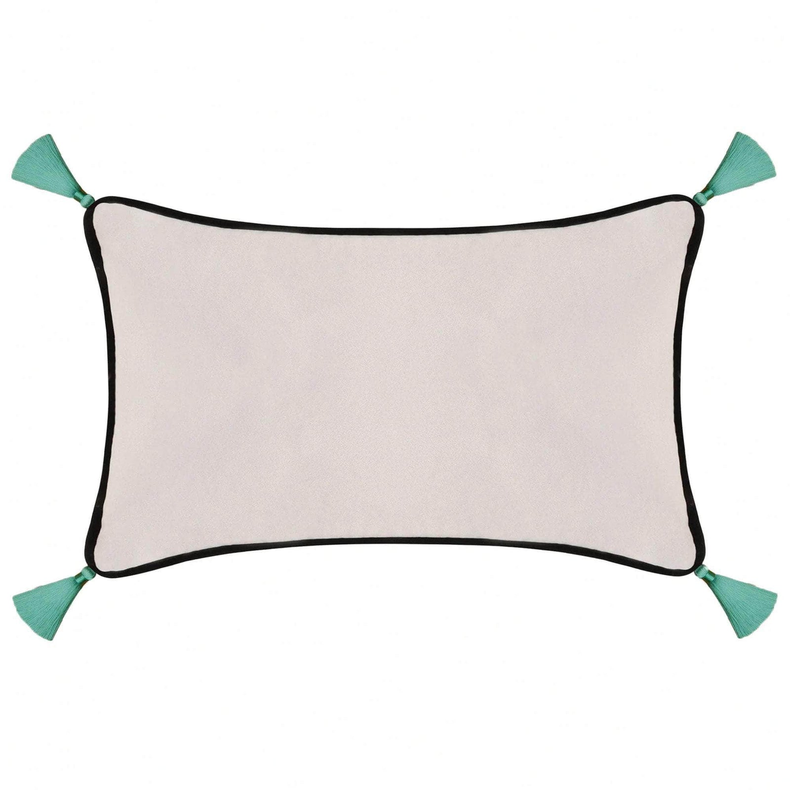 Light Grey Velvet Rectangular Cushion with Tassels