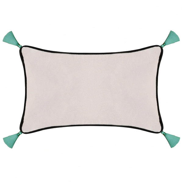 Light Grey Velvet Rectangular Cushion with Tassels