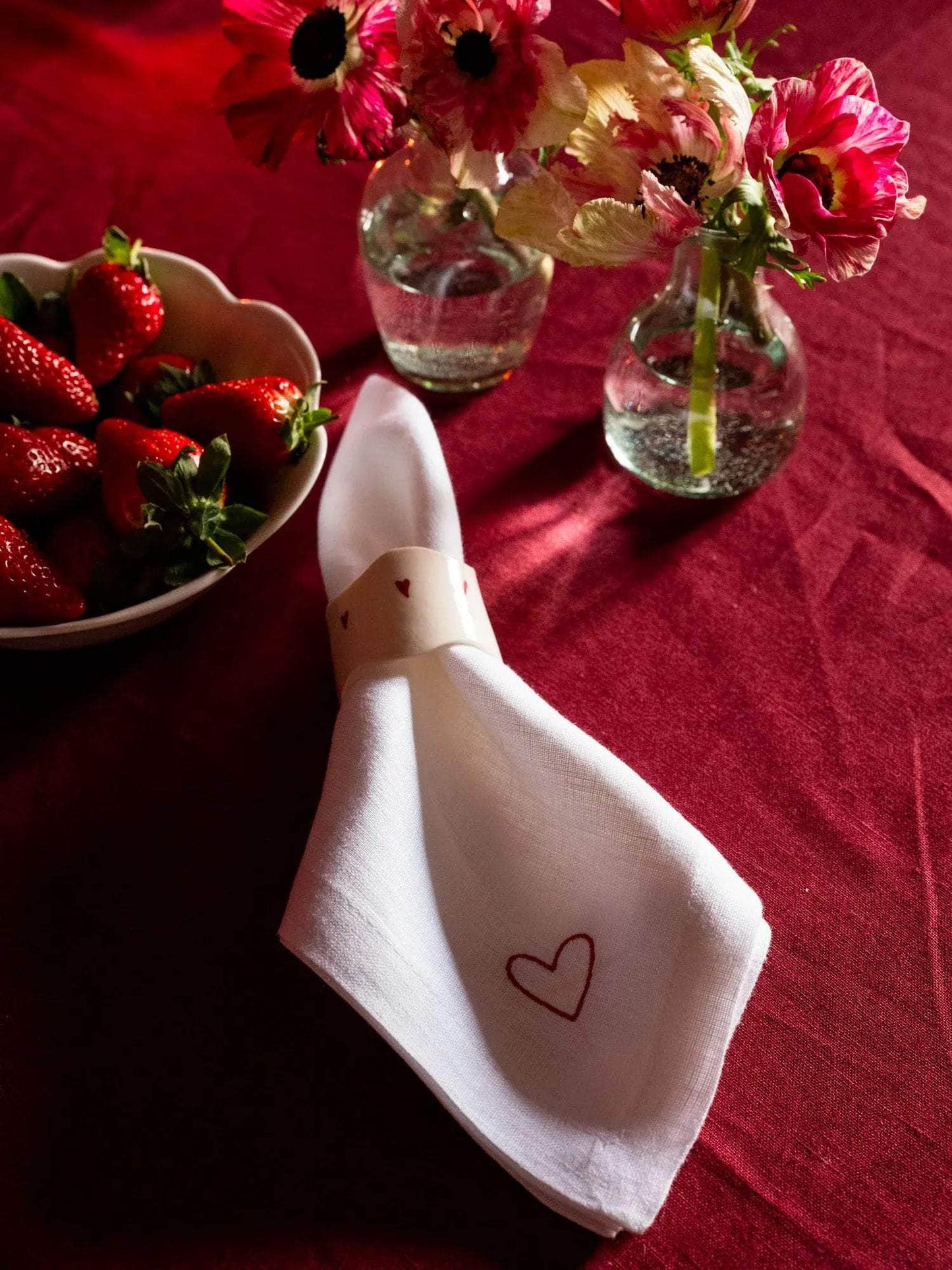 Load image into Gallery viewer, Embroidered Heart Napkins, Set of Four
