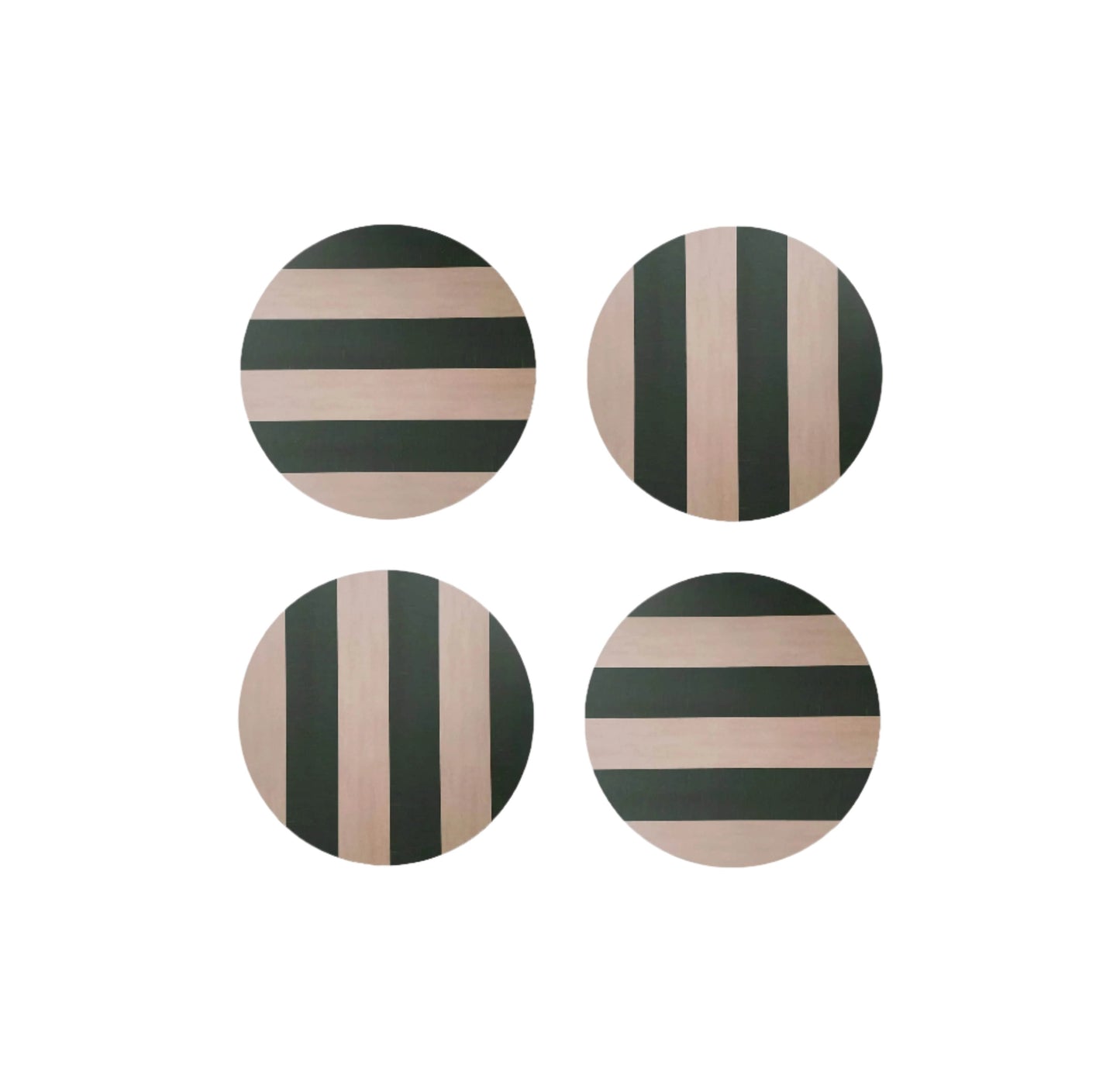 Set of 4 Forest Green  Stripe Coasters