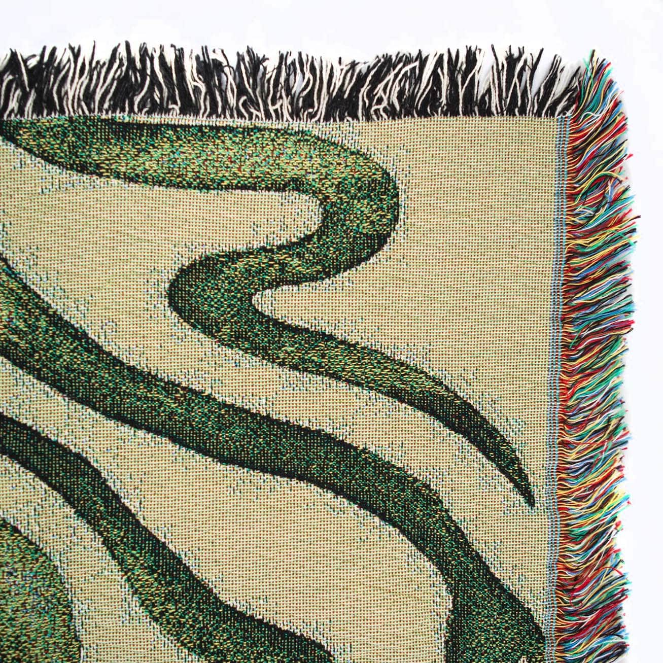 Snakes Recycled Cotton Woven Throw - Green