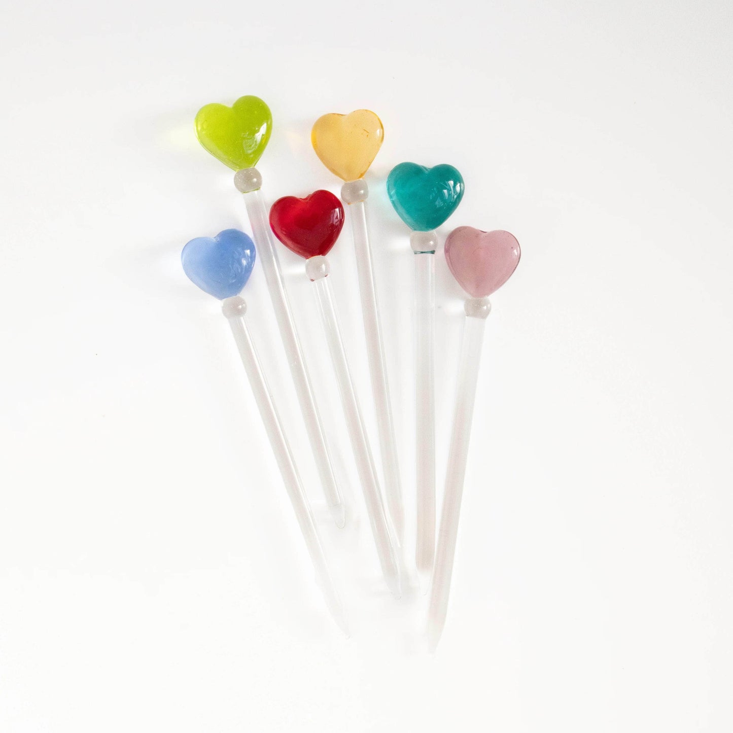 Cocktail & Nibble Murano Glass Sticks - Hearts