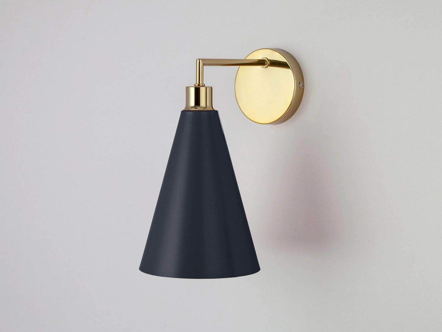 Charcoal grey cone shade wall light