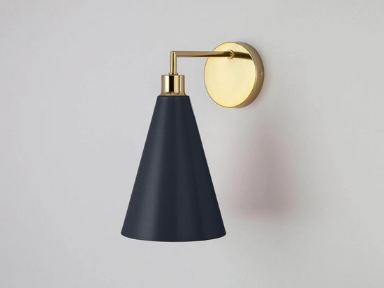 Charcoal grey cone shade wall light