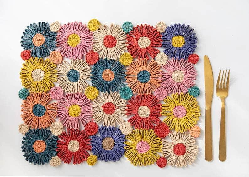 Fleur Raffia Placemat, Multicolor