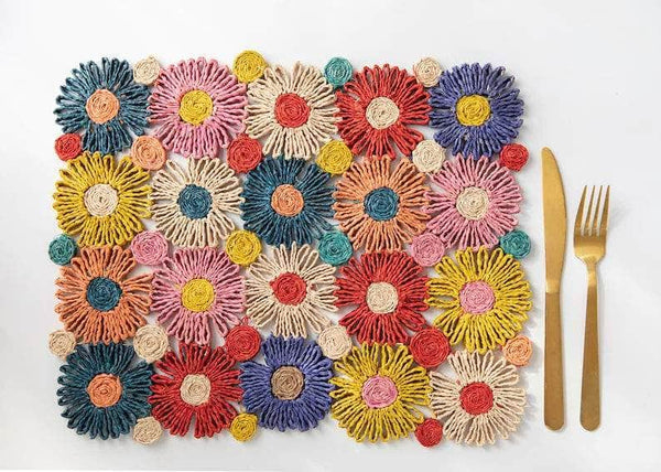 Fleur Raffia Placemat, Multicolor