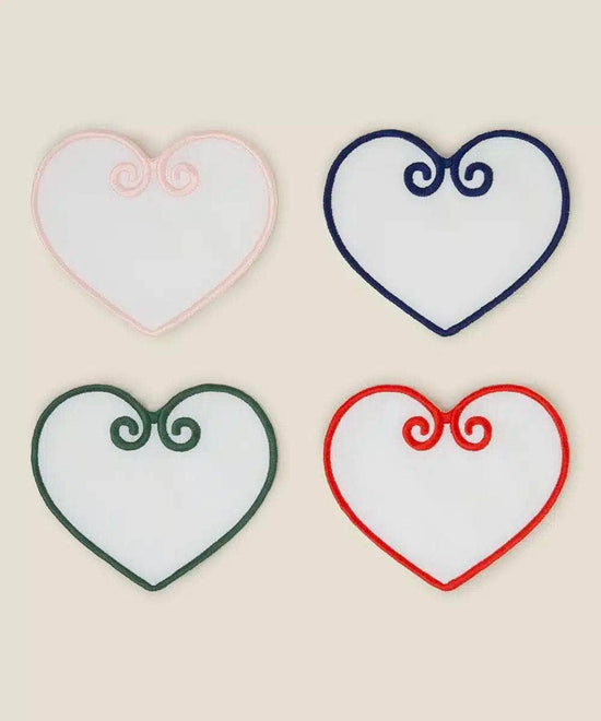 Set Of 4 Multi Color Heart-Shaped Coasters