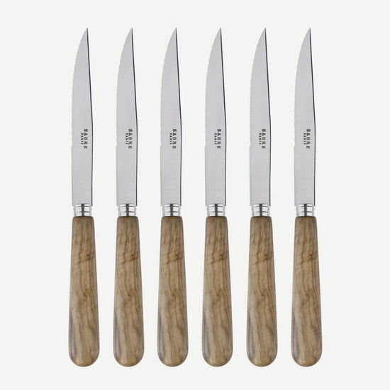 Lavandou 6 pc Steak Knife Set | Olive Wood