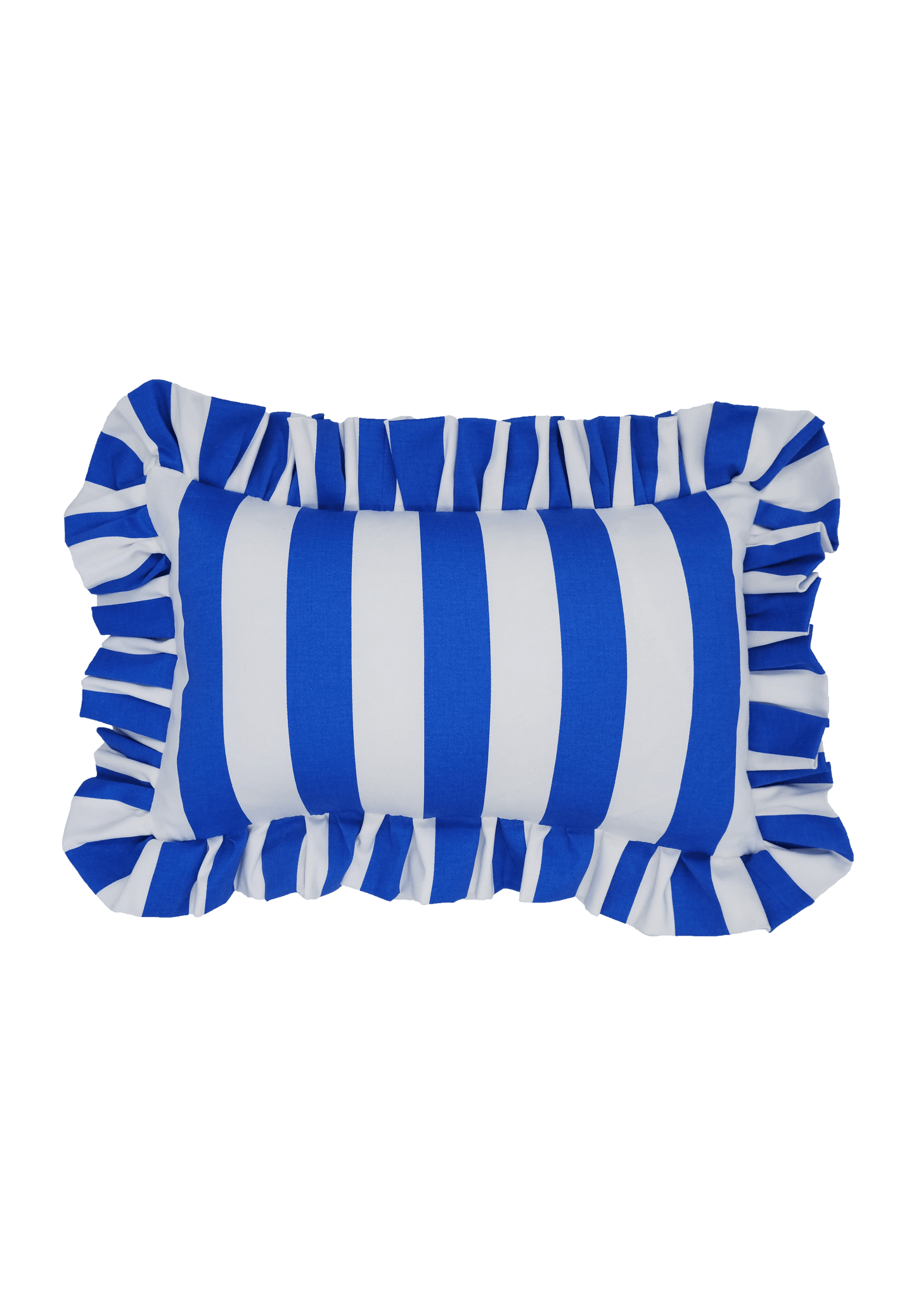 Load image into Gallery viewer, Blue and White Ruffle Detail Cushion | Rectangle
