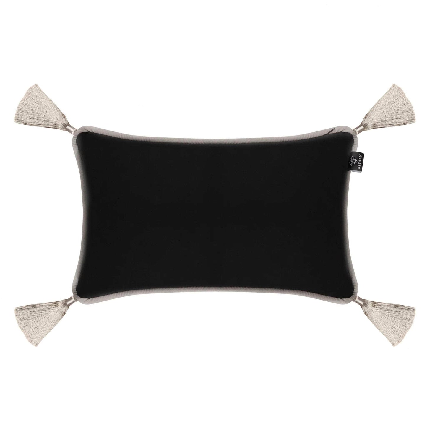 Black Velvet Rectangular Cushion with Tassels
