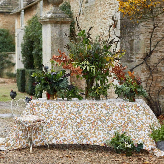 Autumn Leaves Oak Linen Table Cloth