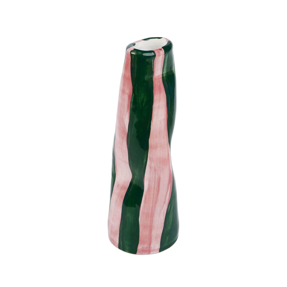 Green On Pink Stripes Vase