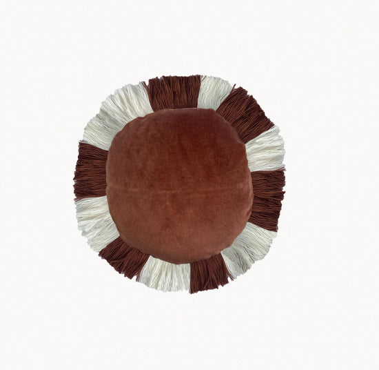 Load image into Gallery viewer, Round Cinnamon Velvet Cushion Cover
