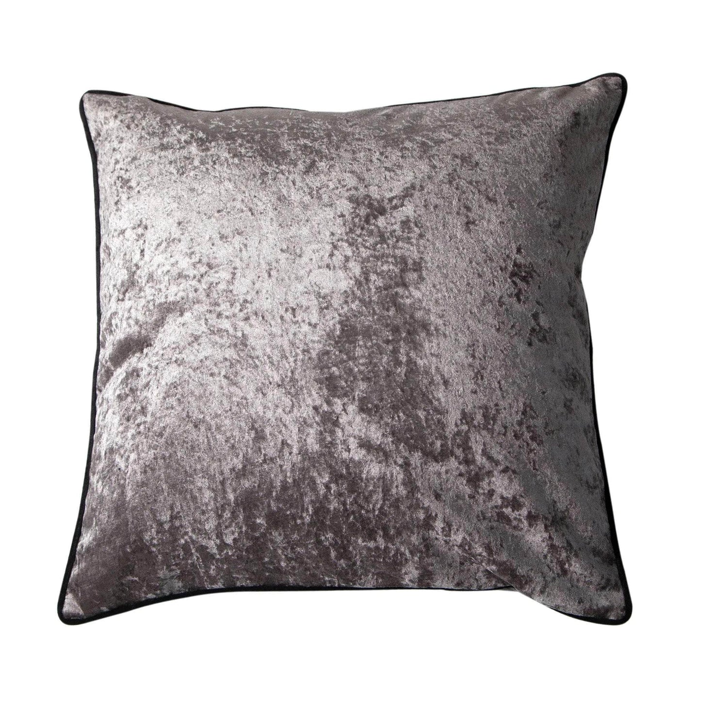 Grey Velvet Cushion with Black Velvet Piping
