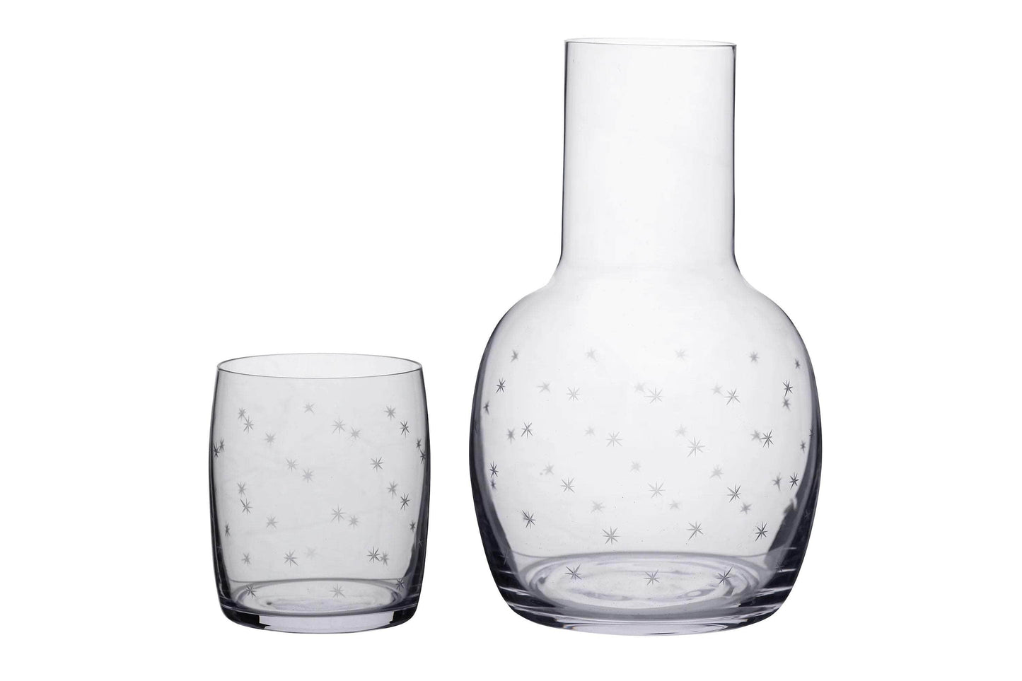 A Crystal Carafe Set with Stars Design